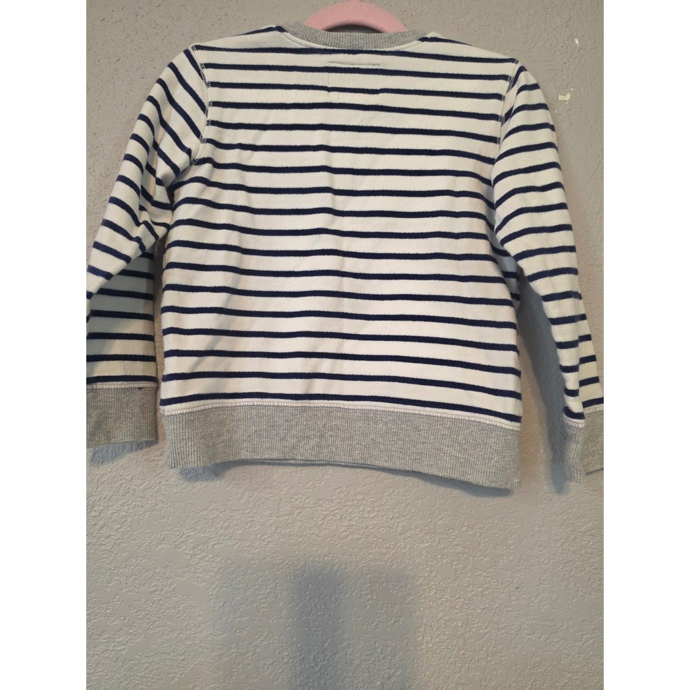 OshKosh Bgosh Kids Navy Blue White Striped Crew Neck Pullover Sweatshirt - Picture 5 of 7